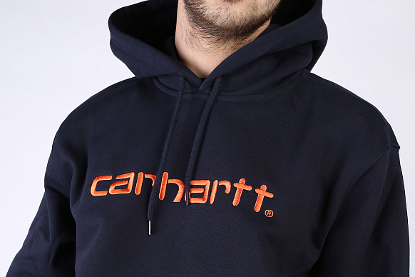 Мужская толстовка Carhartt WIP Hooded Carhatt Sweat (I027093-navy/orng) - фото 2 картинки