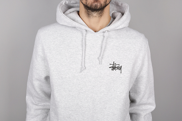 Мужская толстовка Stussy Basic Stussy Hood (1924257-ash heather) - фото 2 картинки