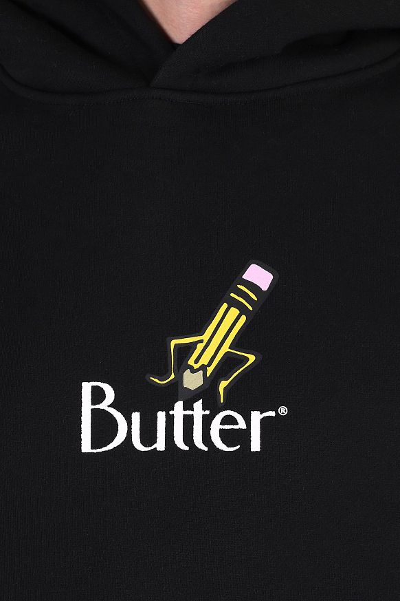 Мужская толстовка Butter Goods Pencil Pullover Hood (Pencil Hood Black) - фото 2 картинки