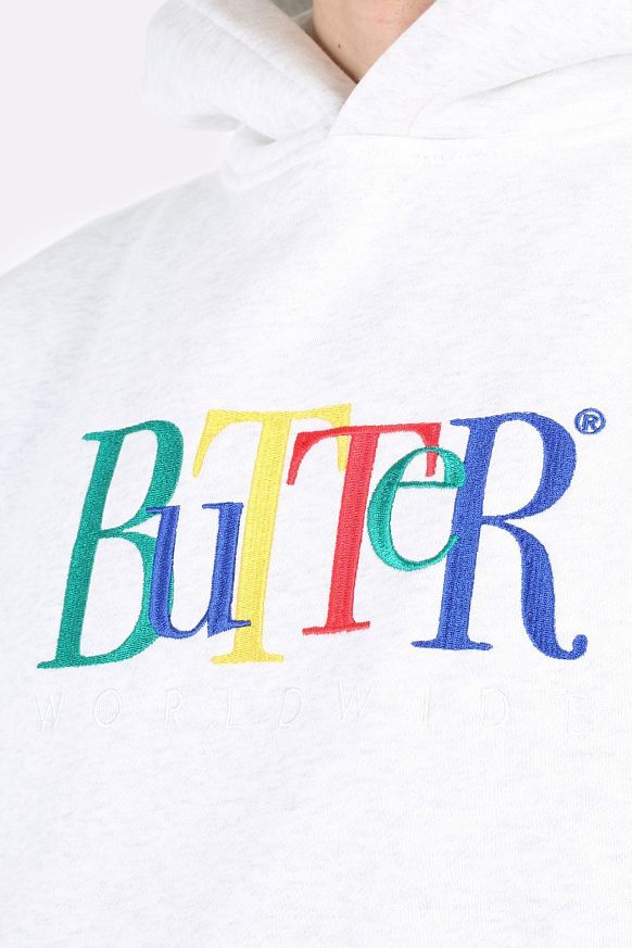 Мужская толстовка Butter Goods Jumble Embroidered Hoodie (JUMBLE-ash grey) - фото 3 картинки