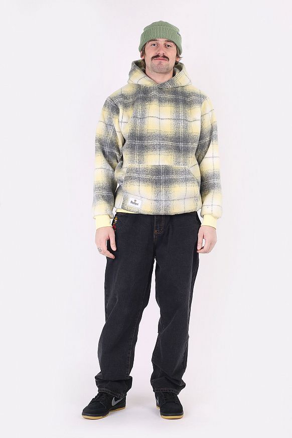 Мужская толстовка Butter Goods Heavyweight Plaid Pullover (Heavyweight hood-charcoal) - фото 5 картинки