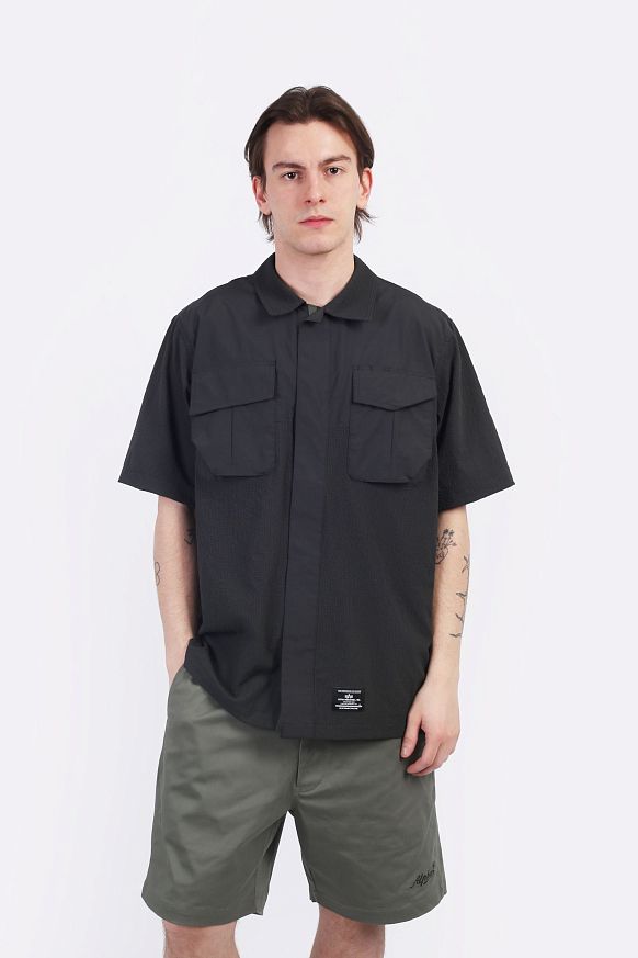 Мужская рубашка Alpha Industries SS Seersucker Shirt (MTS55000C1_077-charcoal) - фото 4 картинки