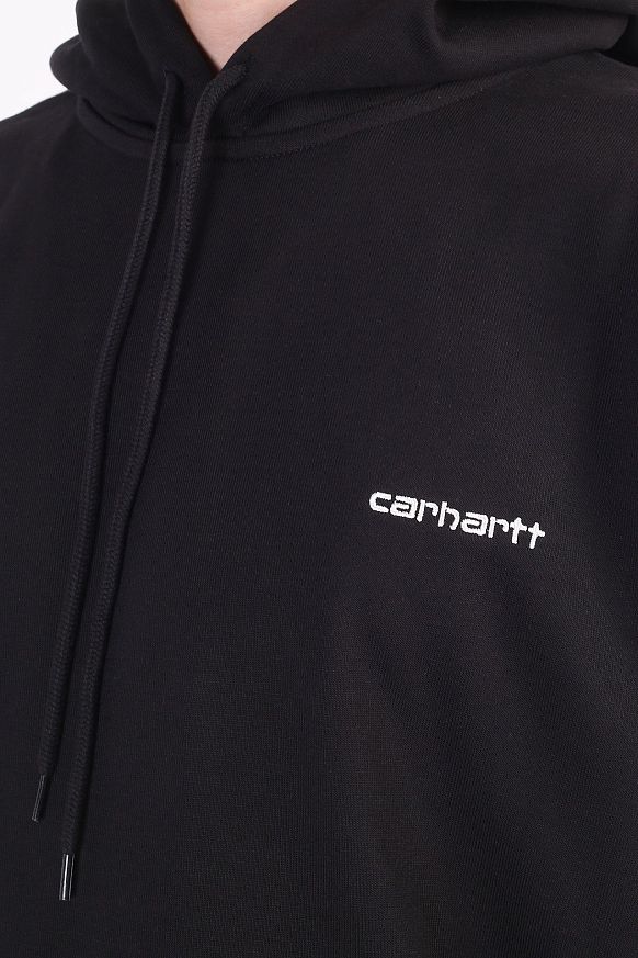 Мужская толстовка Carhartt WIP Hooded Script Embroidery Sweat (I028937-black/white) - фото 2 картинки