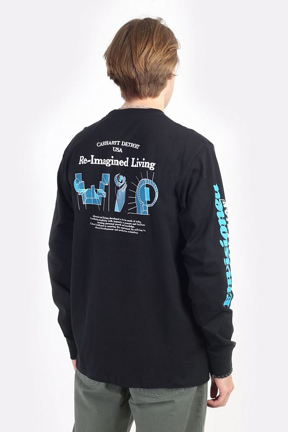 Мужской лонгслив Carhartt WIP L/S Living T-Shirt (I030179-black) - фото 3 картинки