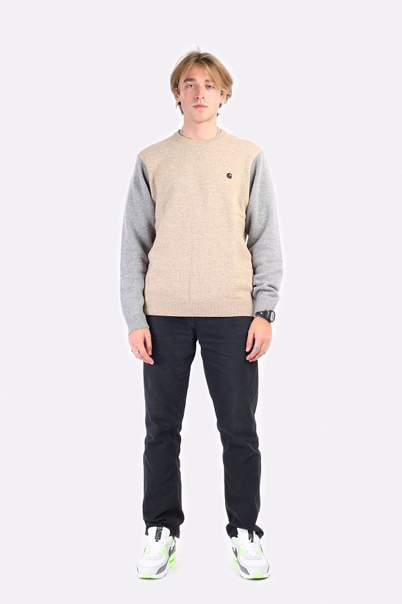 Мужской свитер Carhartt WIP Triple Sweater (I029514-grey/black) - фото 7 картинки