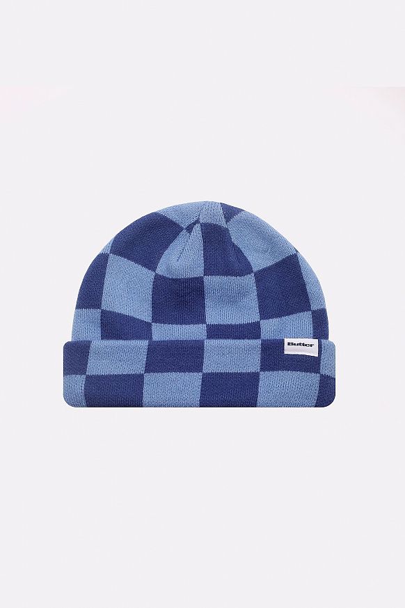 Шапка Butter Goods Checkered Beanie (Checkered-navy/slate)