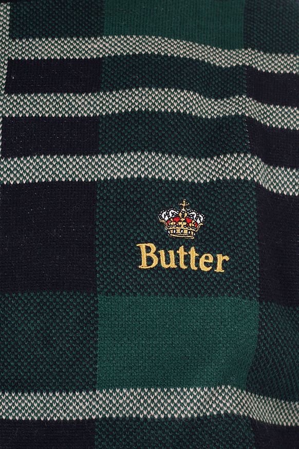 Мужской свитер Butter Goods Plaid Knit Sweater (Plaid Knit-navy/frst/wht) - фото 2 картинки