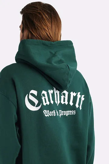 Carhartt WIP Hooded Onyx Script Sweatshirt Chervil White
